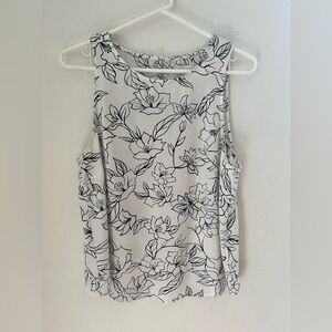 14th and Union Sleeveless Shirt - Black and White/Floral - Size Medium